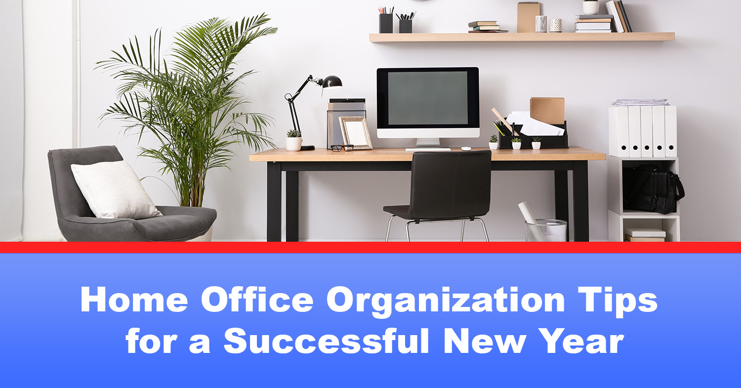 A home office that has been organized for the new year.